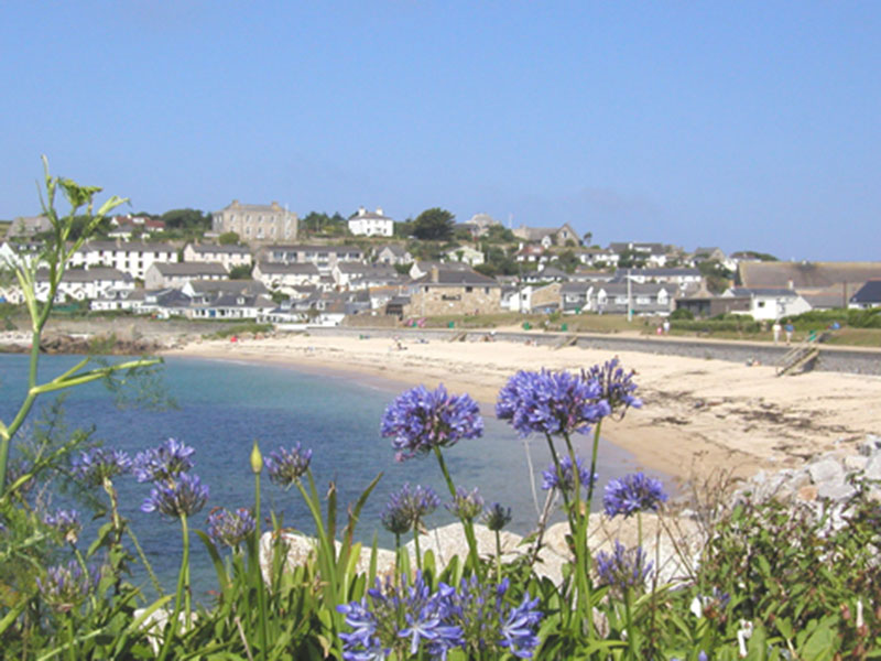 Porthcressa Beach and Hugh Town
